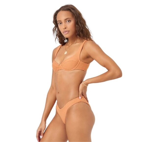 NWT l*space Nikita Top + Sandy Bottom Bikini SET in Sienna sz S Ribbed Eco Chic - Picture 14 of 14